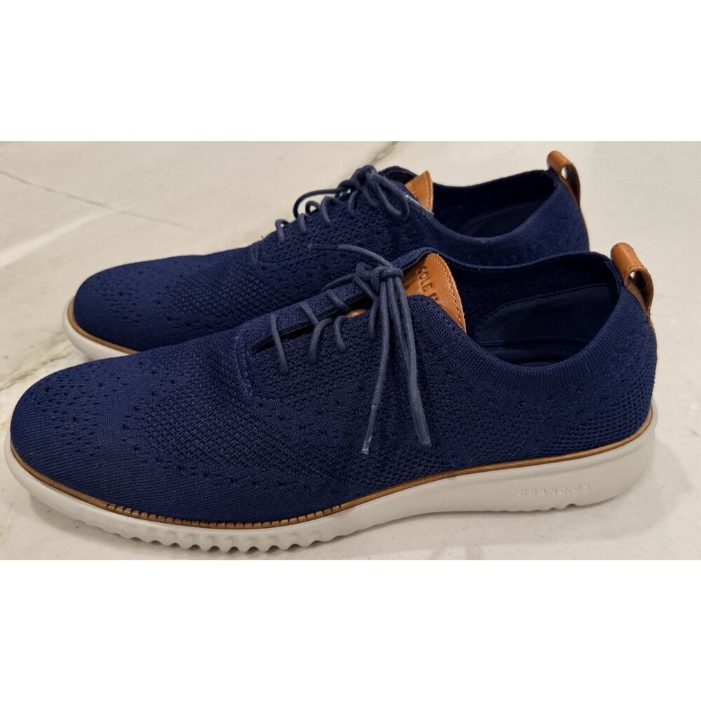 Cole Haan Mens 2.ZEROGRAND Stitchlite Oxford Shoes Navy Blue Knit C27569 Size 12